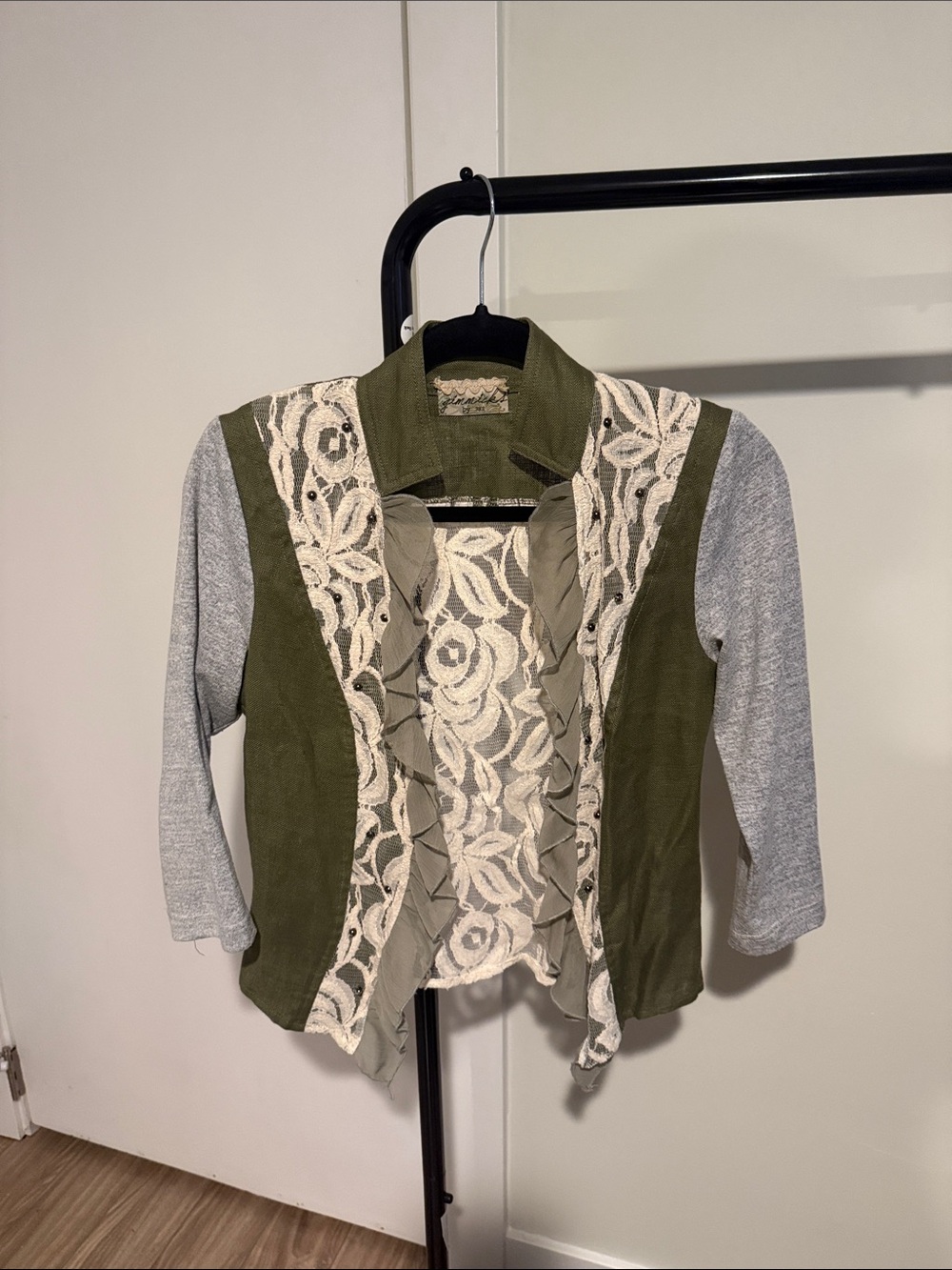 gimmicks by BKE Olive, Cream & Gray Lace-Trim Women's Jacket